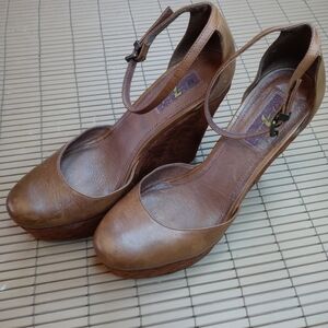 Seven For All Mankind Womens Brown woven leather  platform Shoes Size 9M 310pem